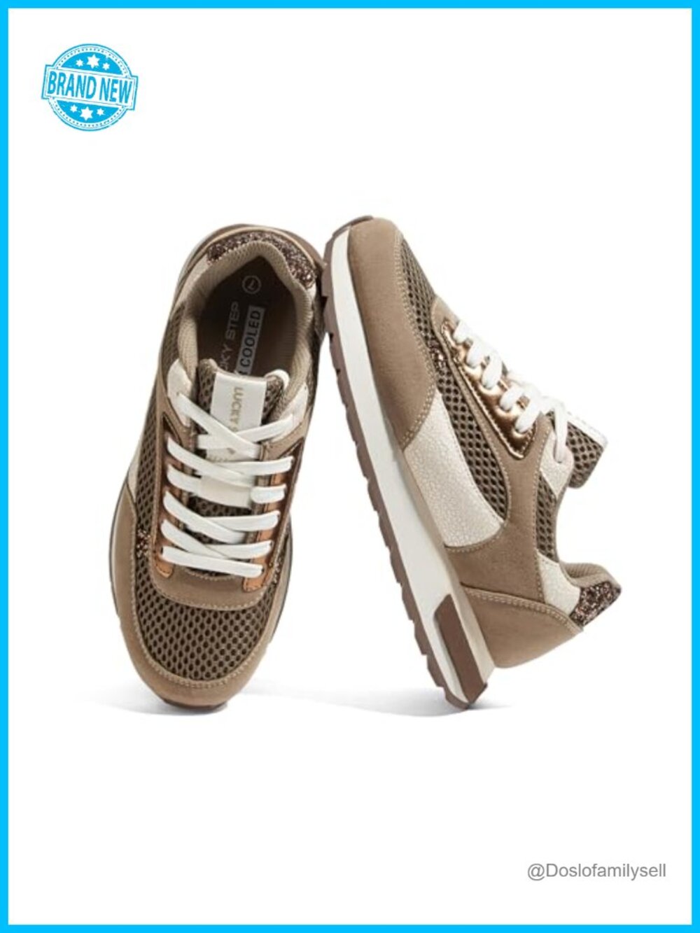 Women's Chunky Fashion Sneakers PU Mesh Lace-Up Athletic Walking Shoes